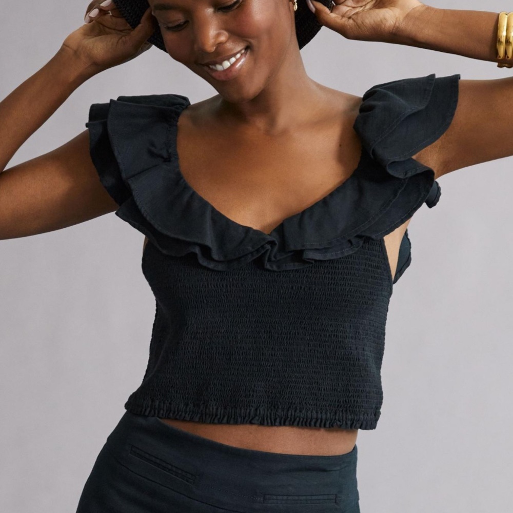 *Anthropologie Maeve Ruffled Smocked Top